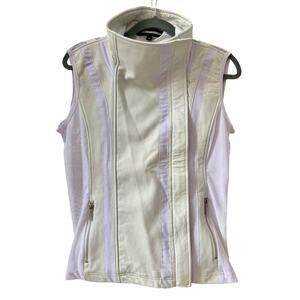 Anatomie White Moto Zip Lamb Skin Mesh Vest Small